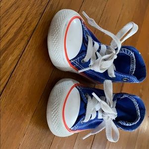 High top blue and orange converse